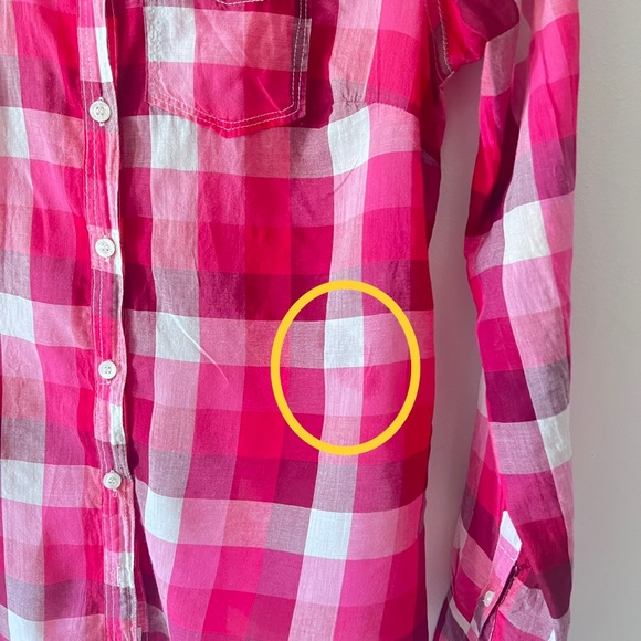 Aero petite plaid style button up down collared shirt checkered blouse size SP - Picture 5 of 6